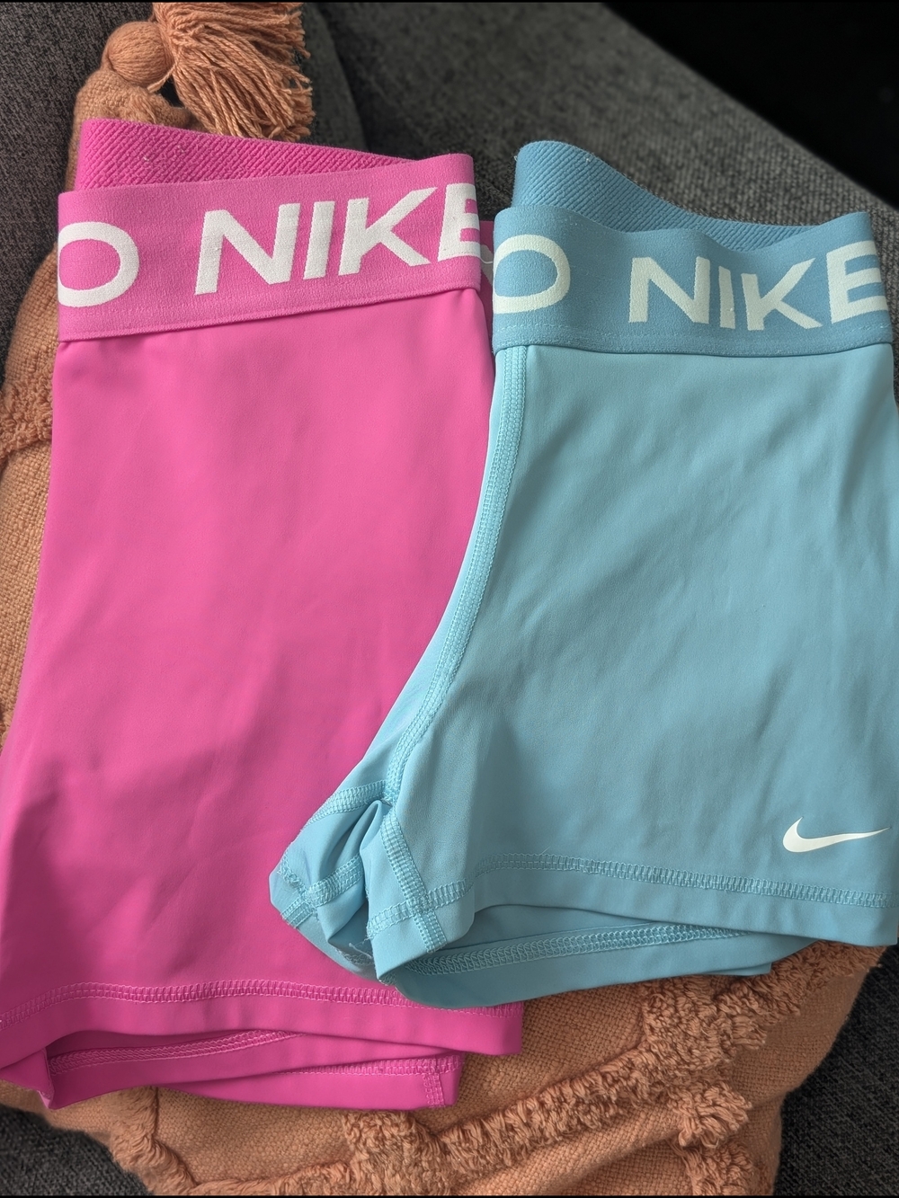 Nike Women's Pink & Light Blue Active Shorts - 2-Pack Small